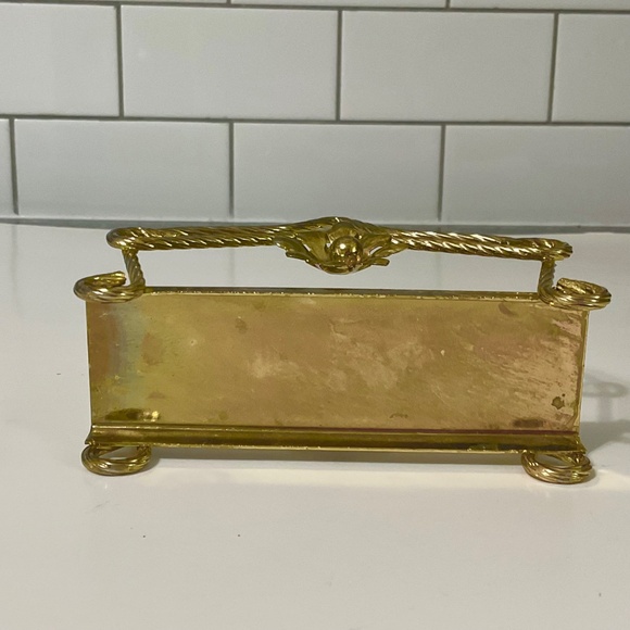 VTG Gold Metal With Flower Napkin Letter Holder - Picture 4 of 5